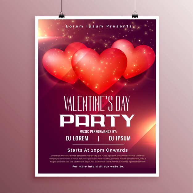 Vector gratuito folleto de fiesta para el día de san valentín