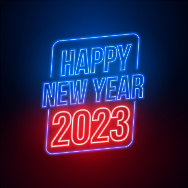 Folleto de fiesta de feliz año nuevo 2023 estilo neón