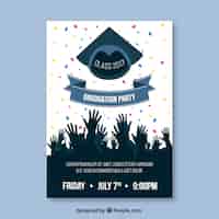 Vector gratuito folleto de fiesta de graduación con siluetas y confeti