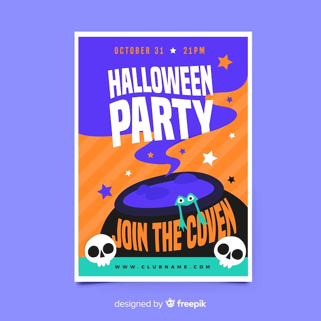 Vector gratuito folleto de fiesta de halloween de crisol