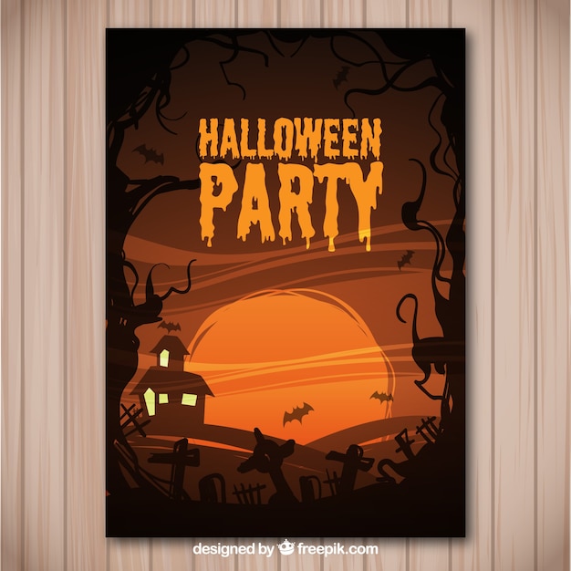 Vector gratuito folleto para una fiesta de halloween en tonos marrones