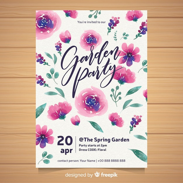 Vector gratuito folleto de fiesta de jardín