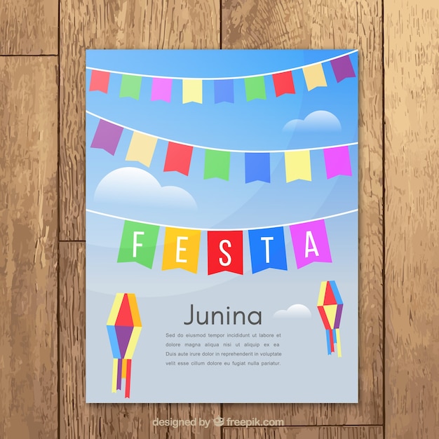 Folleto de fiesta junina con decoración