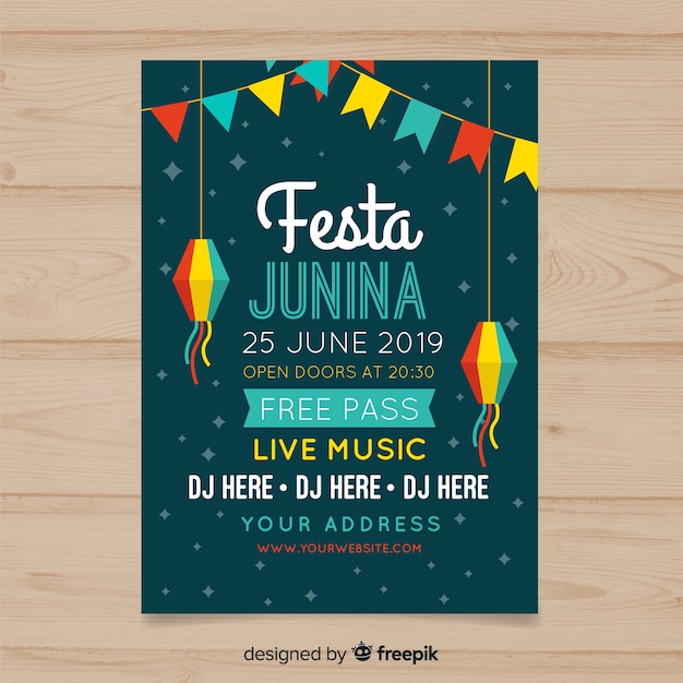 Vector gratuito folleto de fiesta junina