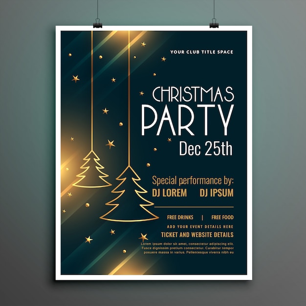 Vector gratuito folleto de fiesta de navidad o plantilla de póster