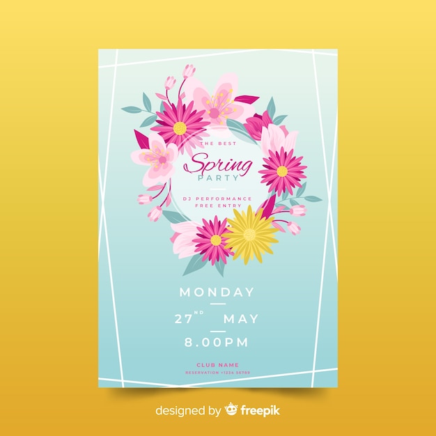 Vector gratuito folleto de fiesta de la primavera