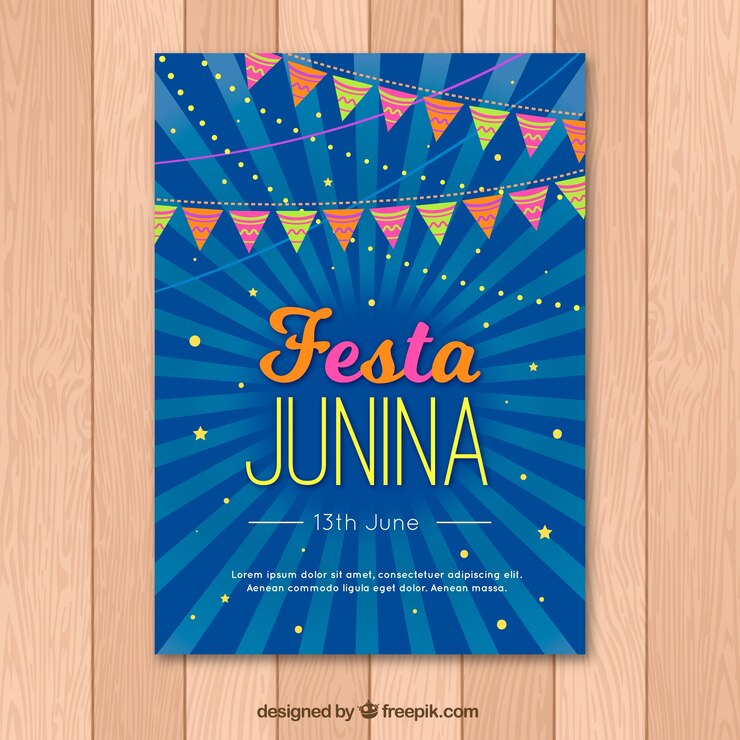 Vector gratuito folleto de fiesta de rayos de sol con guirnaldas