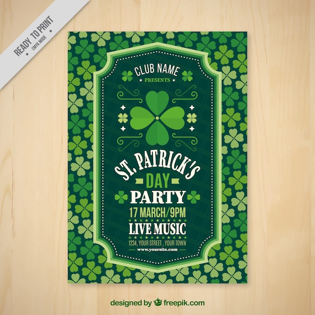 Vector gratuito folleto de fiesta de san patricio