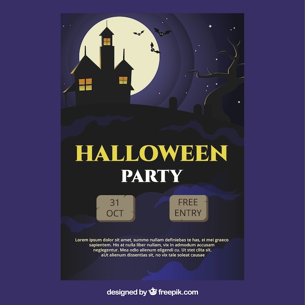 Vector gratuito folleto de fiesta tenebrosa de halloween