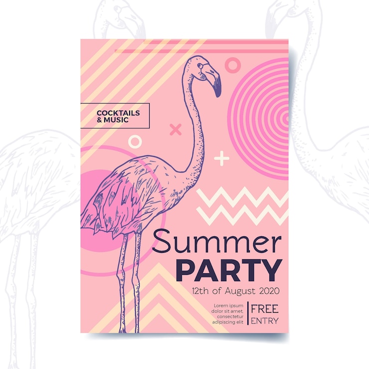 Vector gratuito folleto de fiesta de verano con flamenco