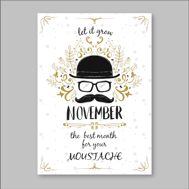 Vector gratuito folleto floral de movember