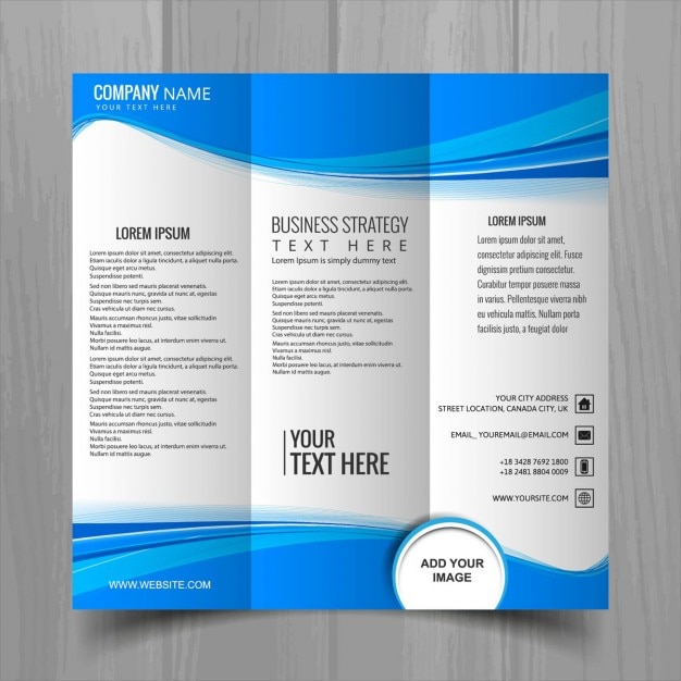Folleto con formas azules