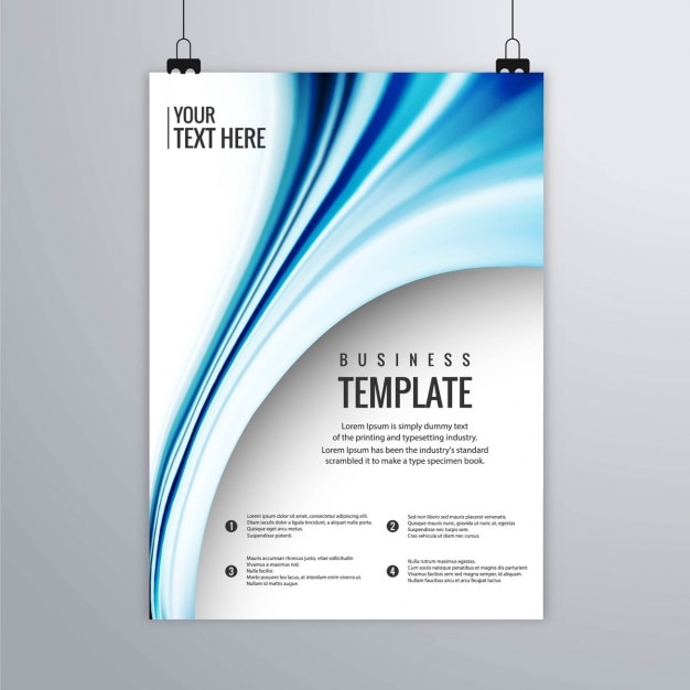 Vector gratuito folleto con formas onduladas, tonos azules