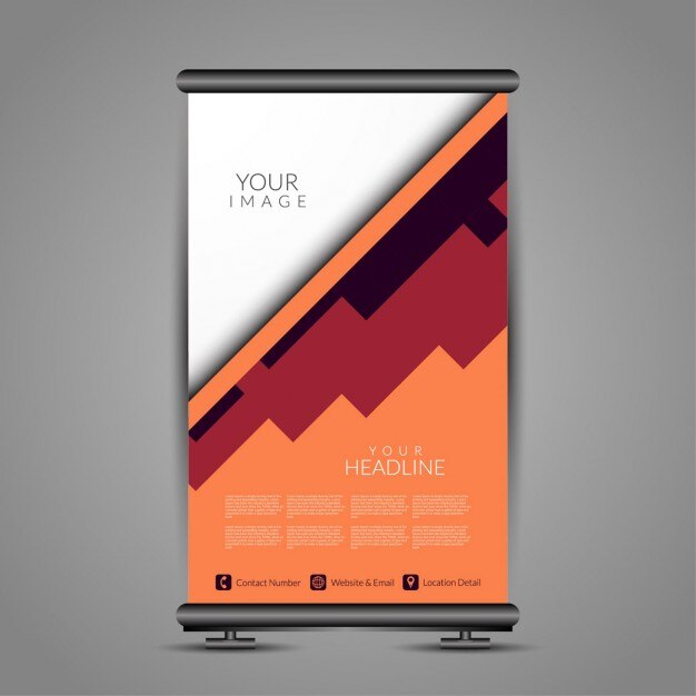 Folleto geométrico rojo y naranja 
