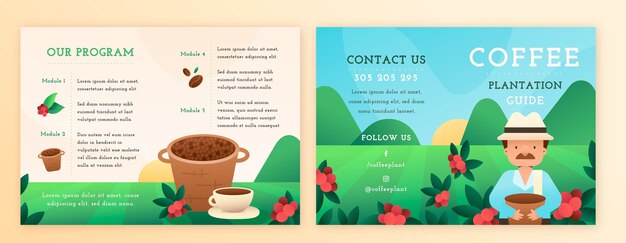 Folleto de gradiente de plantación de café.