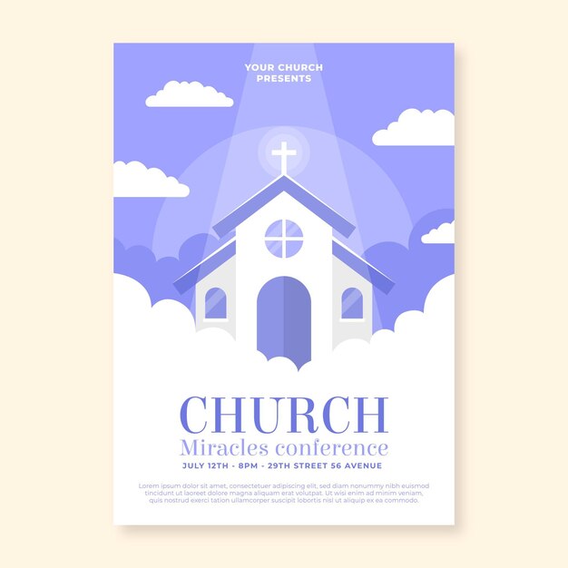 Folleto de iglesia de diseño plano