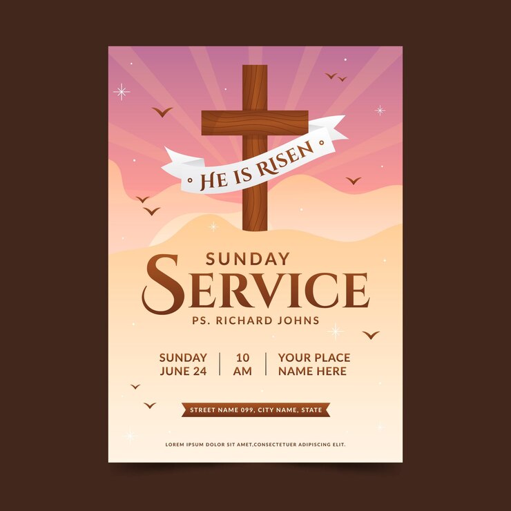 Vector gratuito folleto de iglesia de diseño plano