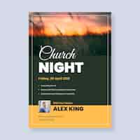 Vector gratuito folleto de iglesia plano con foto