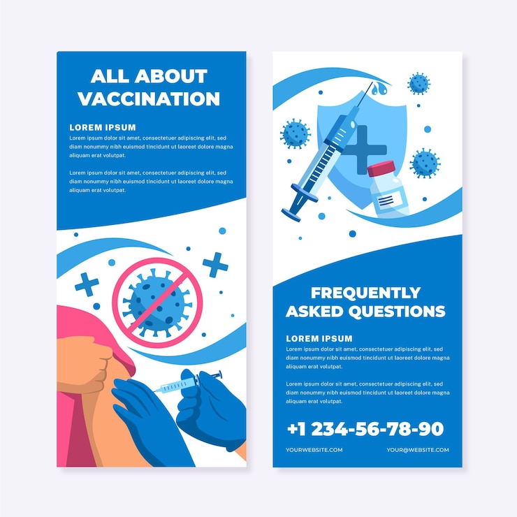 Vector gratuito folleto informativo plano de vacunación contra el coronavirus