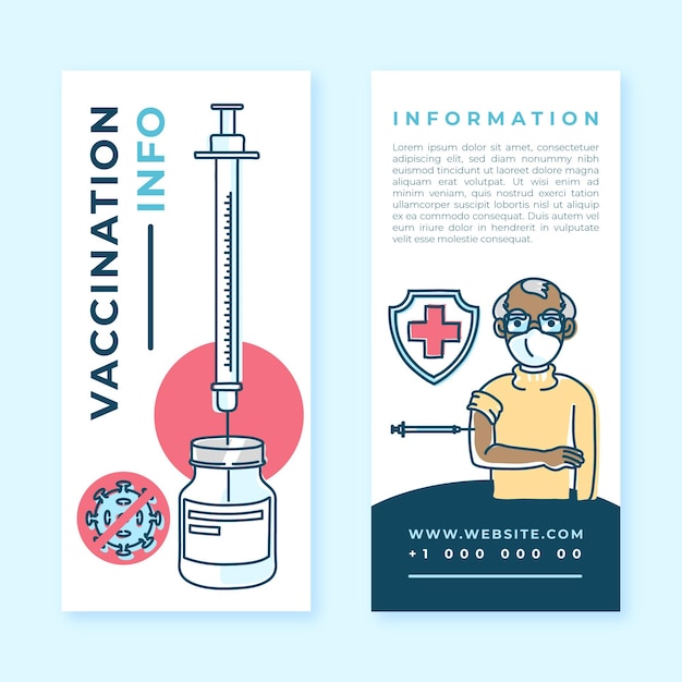 Vector gratuito folleto informativo de vacunación contra el coronavirus elaborado