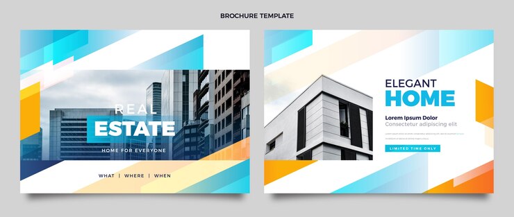 Vector gratuito folleto inmobiliario degradado