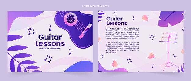 Folleto de lecciones de guitarra degradado.