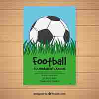 Vector gratuito folleto de liga de fútbol con balón en estilo hecho a mano