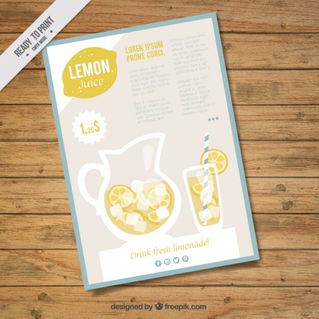 Vector gratuito folleto de limonada deliciosa