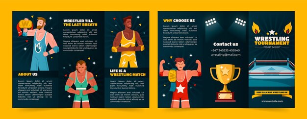 Vector gratuito folleto de lucha de lucha libre dibujado a mano