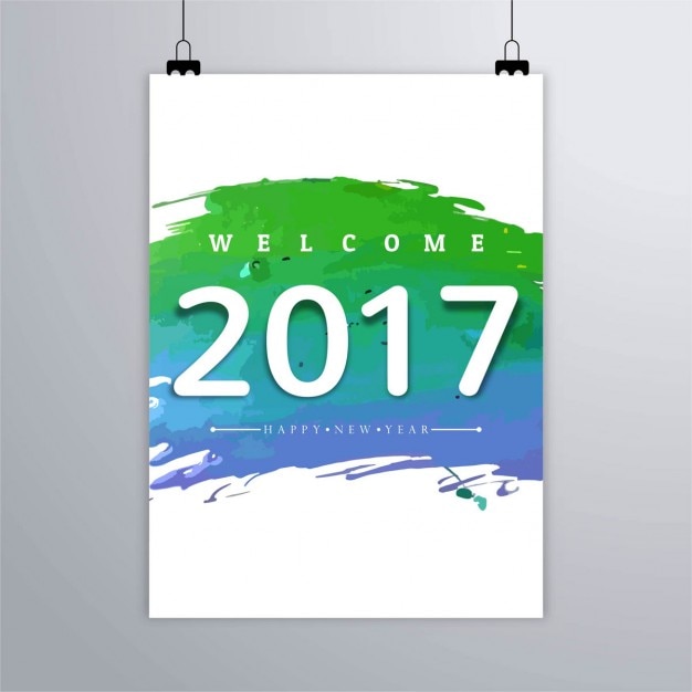 Vector gratuito folleto de mancha de pintura de año nuevo 2017