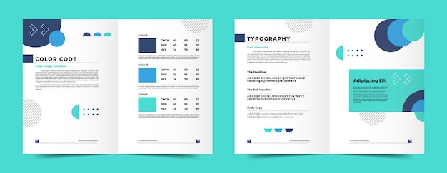 Vector gratuito folleto manual de marca de diseño plano.