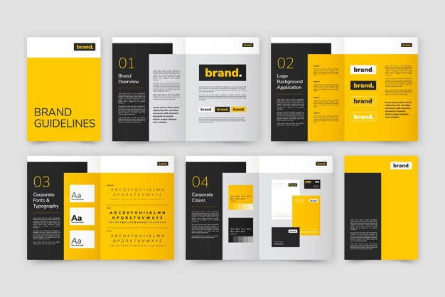 Folleto manual de marca de diseño plano.
