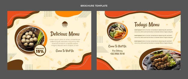 Folleto de menú de comida deliciosa de diseño plano