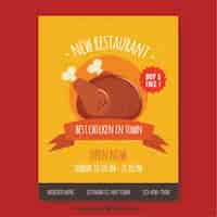 Vector gratuito folleto de menú de restaurante con pollo