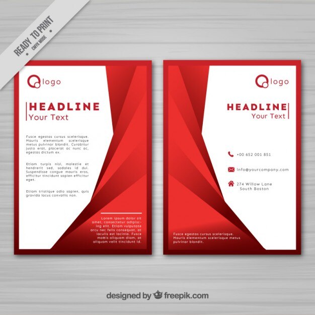Folleto moderno corporativo con detalles rojos