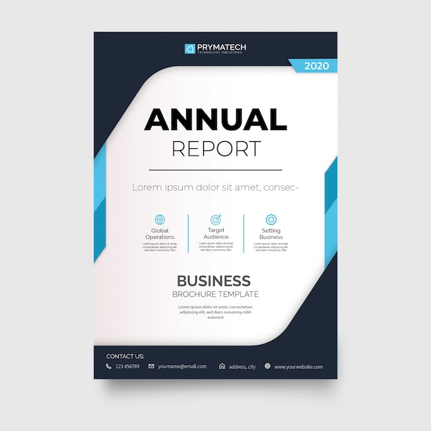 Folleto moderno del informe anual con formas abstractas