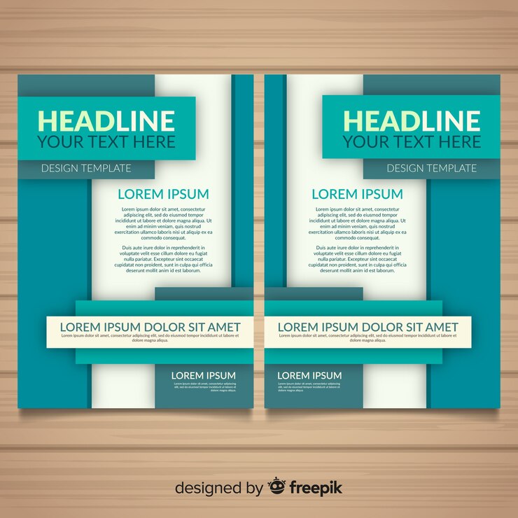 Vector gratuito folleto moderno de negocios con diseño plano