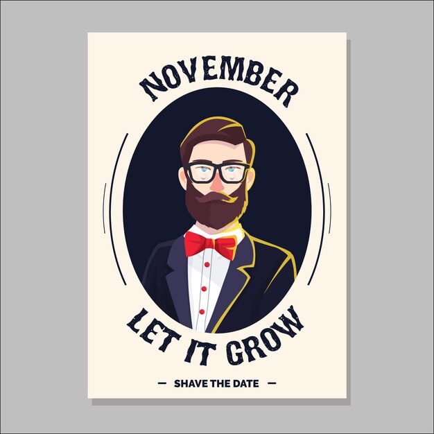 Folleto de movember con hipster moderno