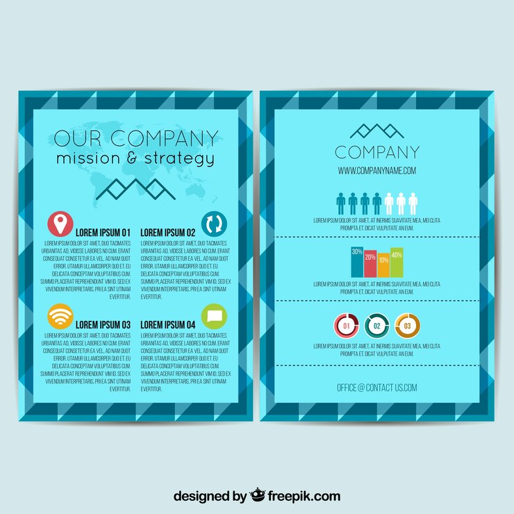 Vector gratuito folleto de negocios azul con elementos de colores