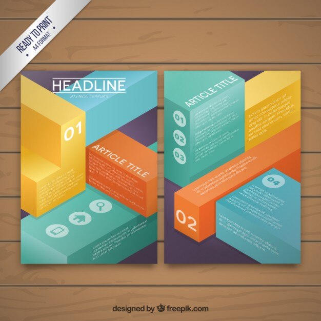 Folleto de negocios con cubos de colores