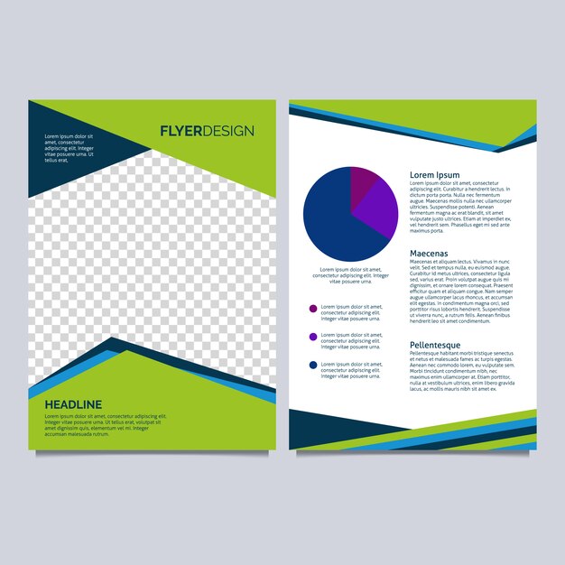 Folleto de negocios con diseño verde