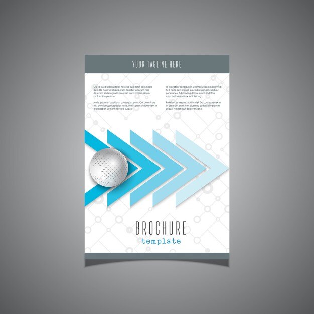 Folleto de negocios con flechas azules