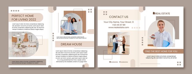 Folleto de negocios inmobiliarios dibujado a mano
