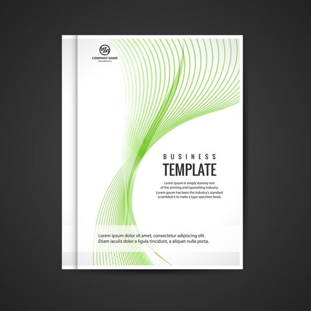 Folleto de negocios ondulado de color verde