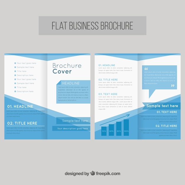 Folleto de negocios plano con elementos azules