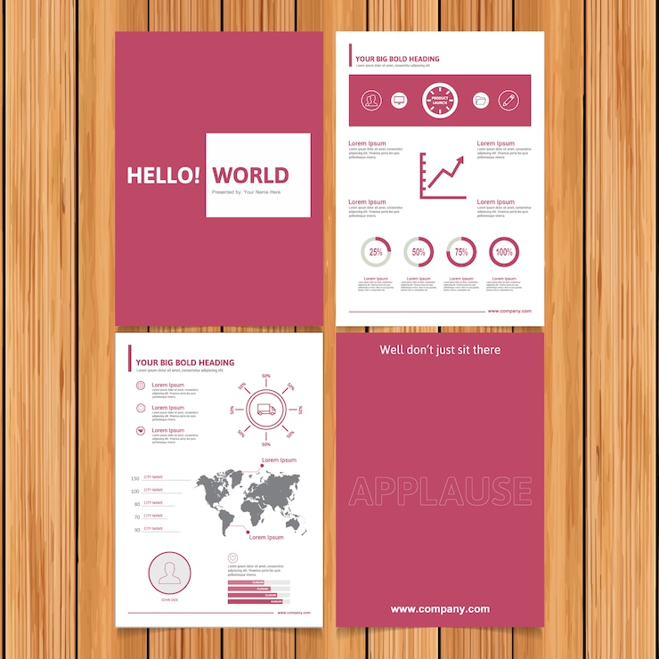 Vector gratuito folleto de negocios rosa y blanco