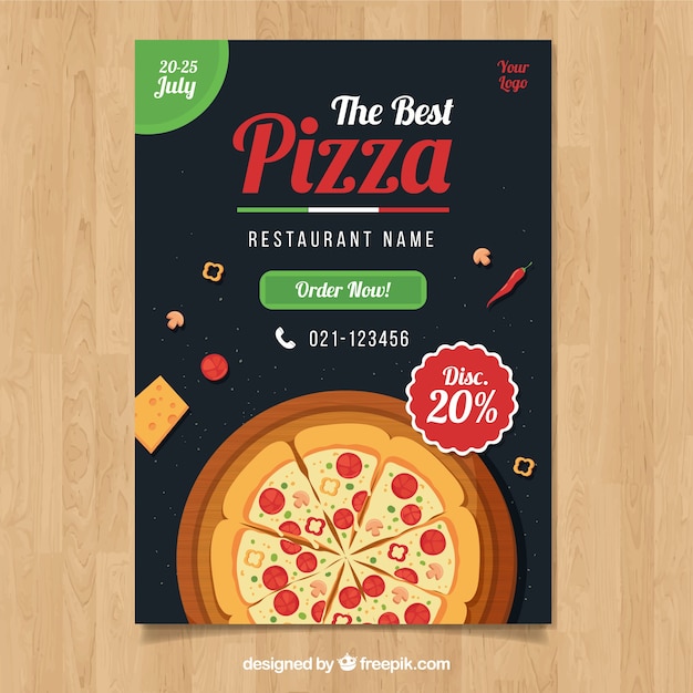 Vector gratuito folleto de oferta de pizza con queso