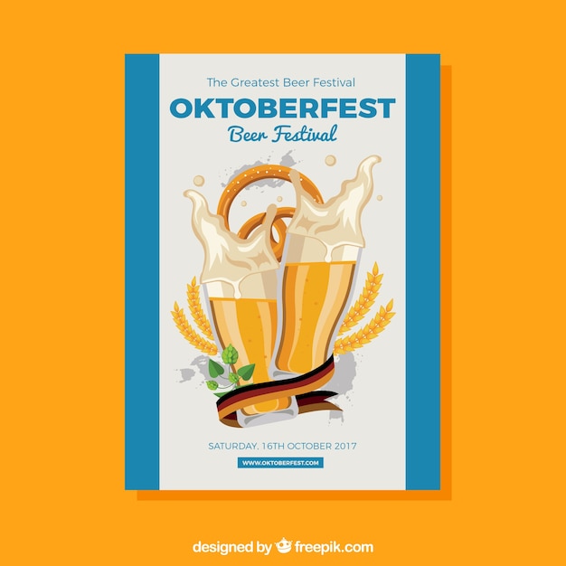 Folleto de oktoberfest con cerveza