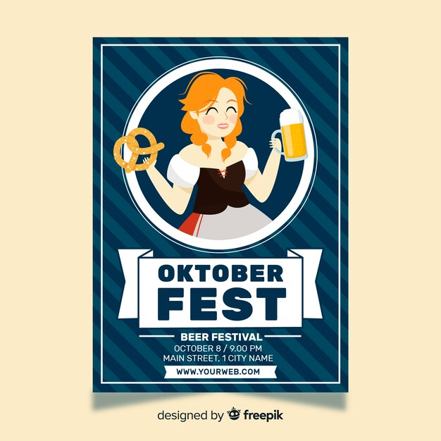 Vector gratuito folleto de oktoberfest dibujado a mano