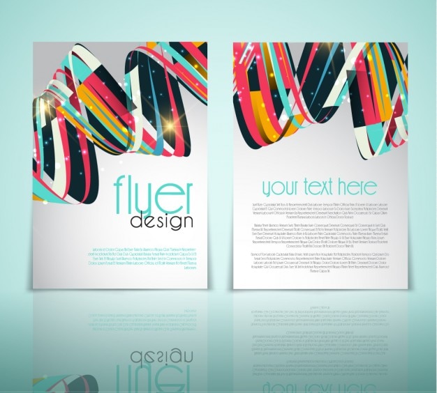 Vector gratuito folleto con ondas coloridas y resplandiecientes